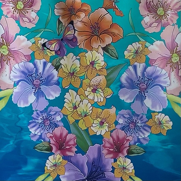 Johnny Was Swimsuit One Piece Zip Neoprene Blue Teal Tie Dye Floral Medium - Picture 5 of 13